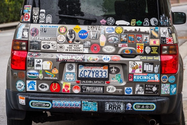 fake poll stickers on vehicles