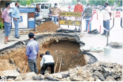 Sinkhole Crisis Hits Ahmedabad as Monsoon Unfolds