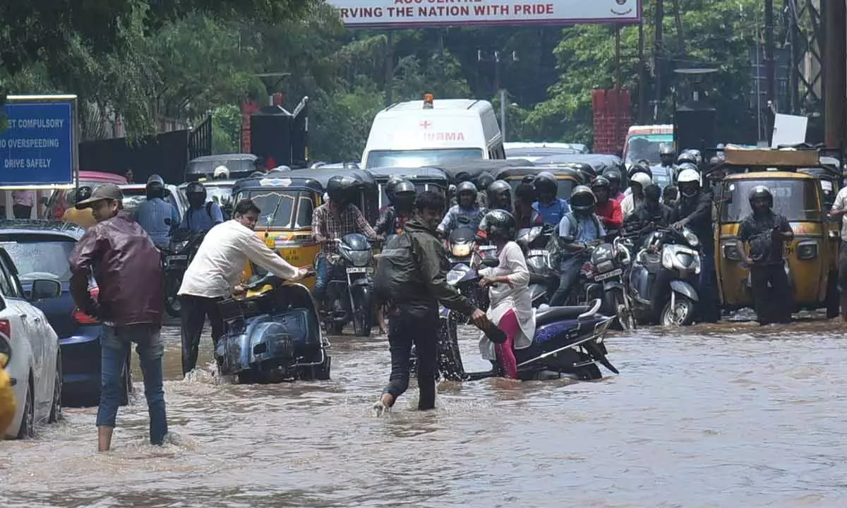 Hyderabad Faces Waterlogging, Traffic Jams After Heavy Rains