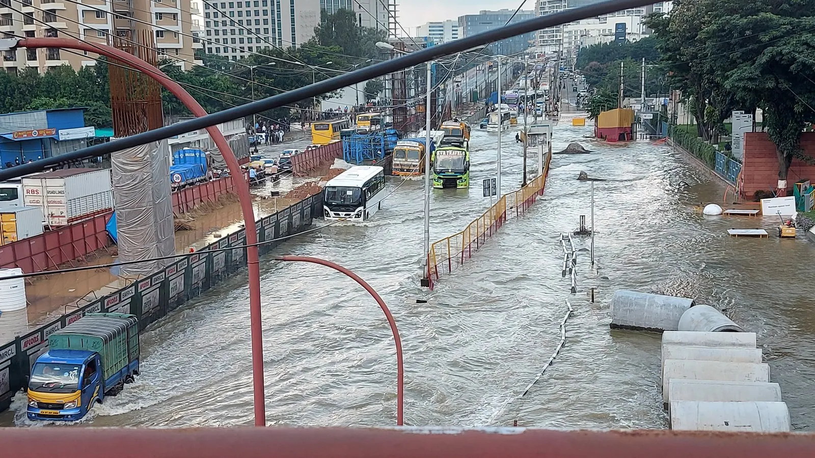 Bengaluru Rain City Stuck Tech Park Flooded Again