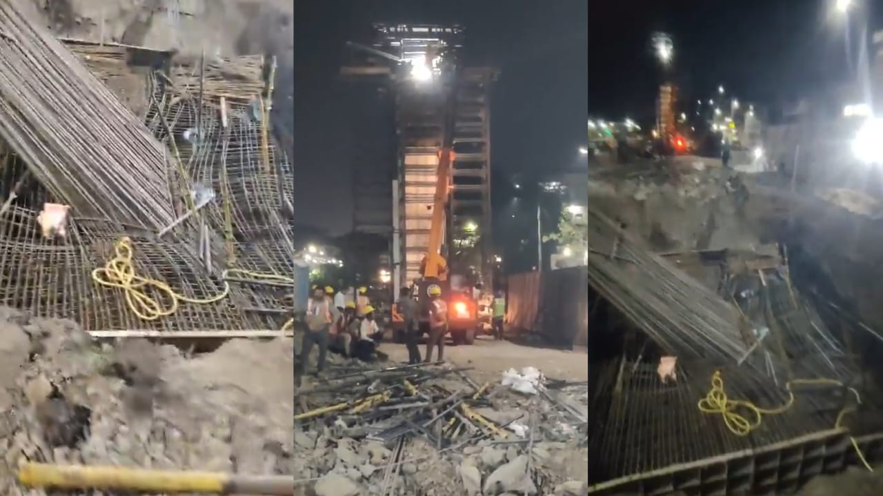 Metro Pillar Collapse Near Pimpri Chinchwad Pune, Damages Cars