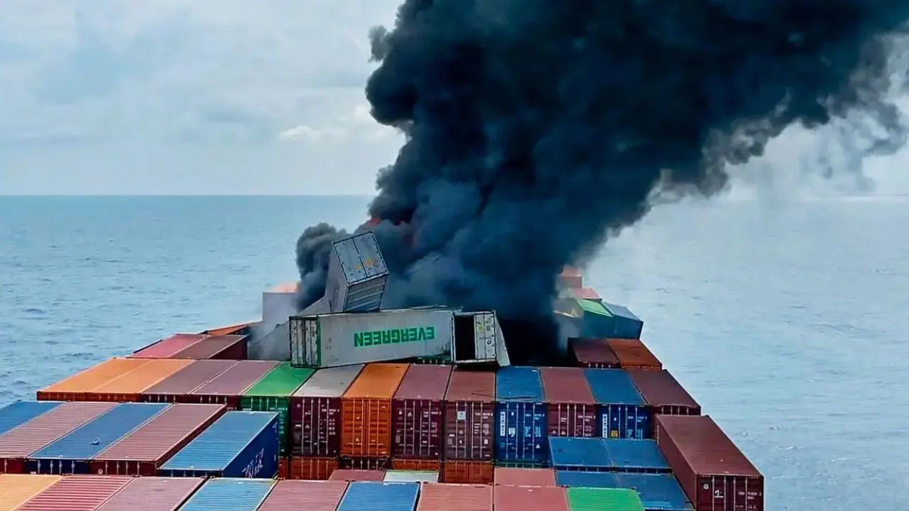 ICG Fights Fire on Drifting Cargo Ship off Kerala