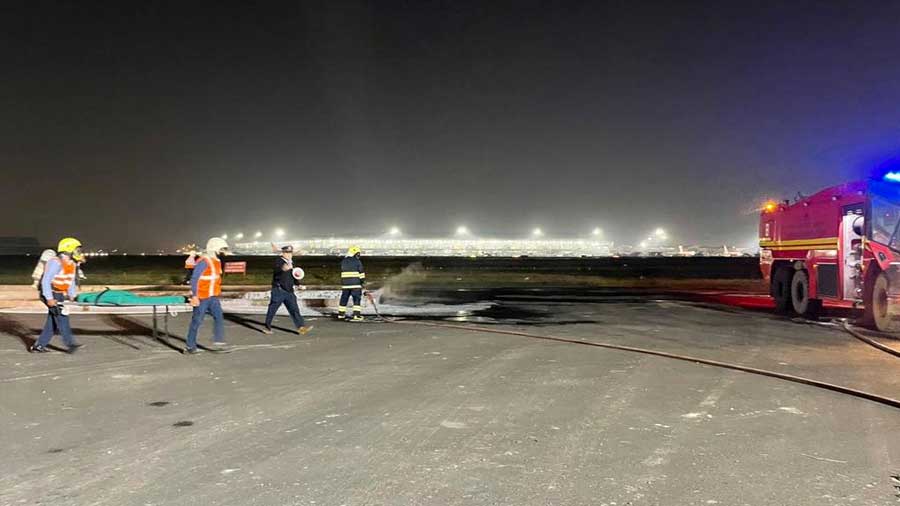 Kolkata Airport conducts emergency response drill simulating aircraft crash in rain