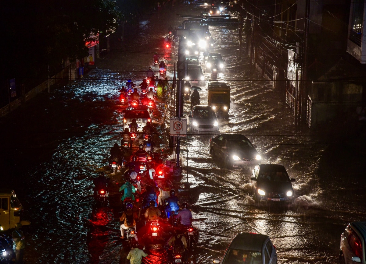 Hyderabad NH44 Flooded After Rains Halt Traffic Expose Poor Infrastructure