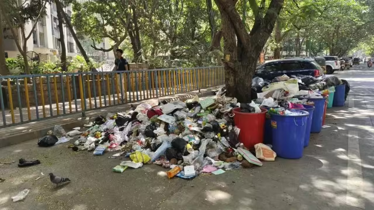 Thane Faces Massive Waste Pile-Up As Protesters Dump Garbage At TMC Office