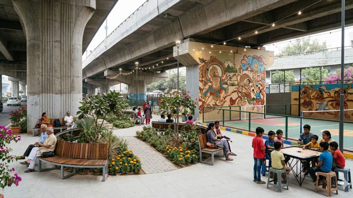 Delhi Flyover Redevelopment Adds Green Zones And Murals
